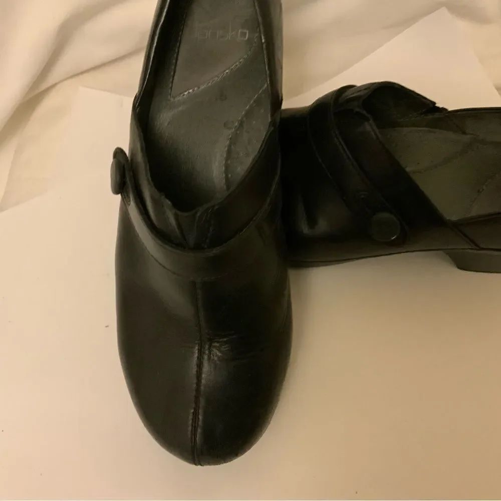 Dansko Jane Black  Leather Comfort Clogs Shoes Size 41 US 10